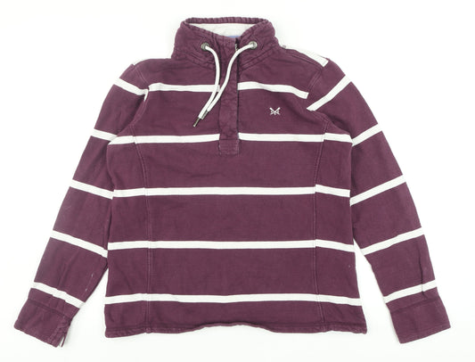 Crew Clothing Company Womens Purple Striped Cotton Pullover Sweatshirt Size 10
