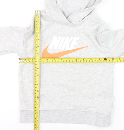 Nike Boys Grey Pullover Hoodie 5-6 Years Cotton Blend Athletic Sweatshirt