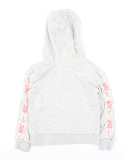 Nike Boys Grey Pullover Hoodie 5-6 Years Cotton Blend Athletic Sweatshirt