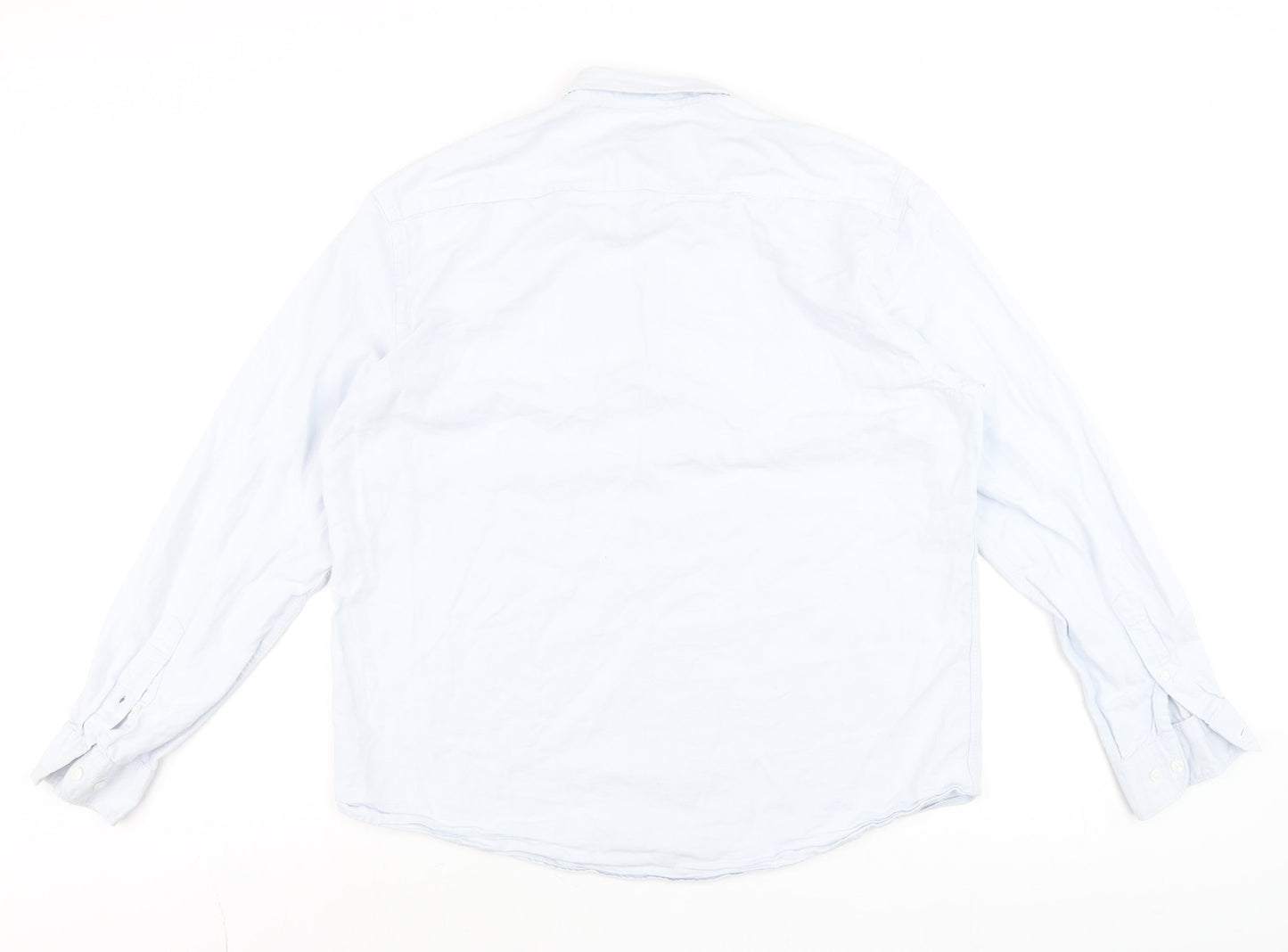 Marfinno Men's Light Blue Cotton Button-Up Long Sleeve Shirt L Relaxed Fit