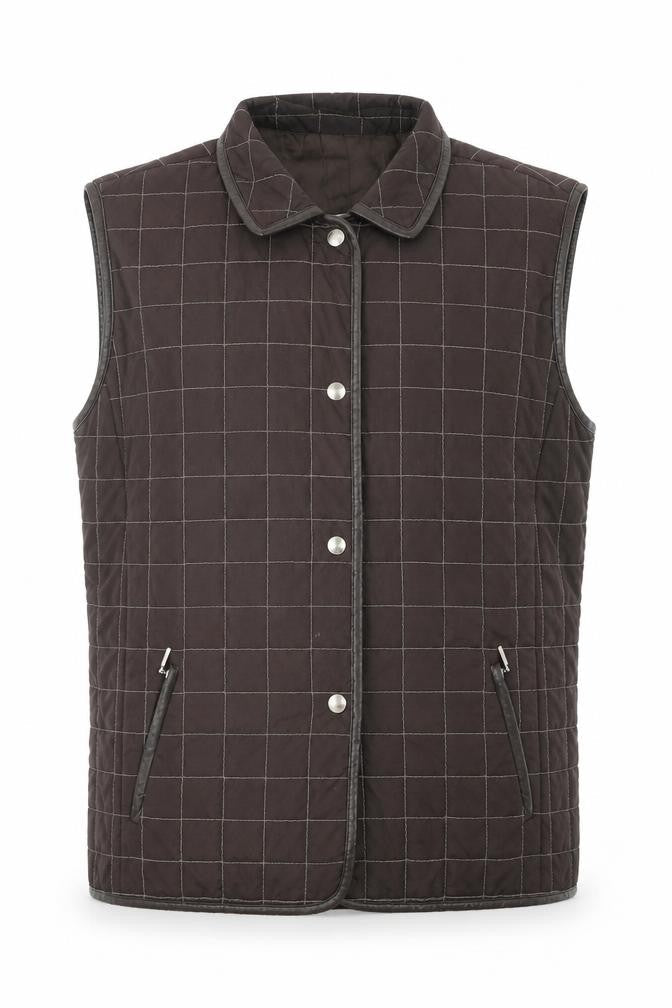 Basler Men’s Brown Quilted Check Waistcoat Size 40 Regular