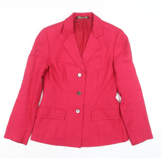 Laura Ashley Women's Pink Linen Blazer Size 10 Tailored Jacket