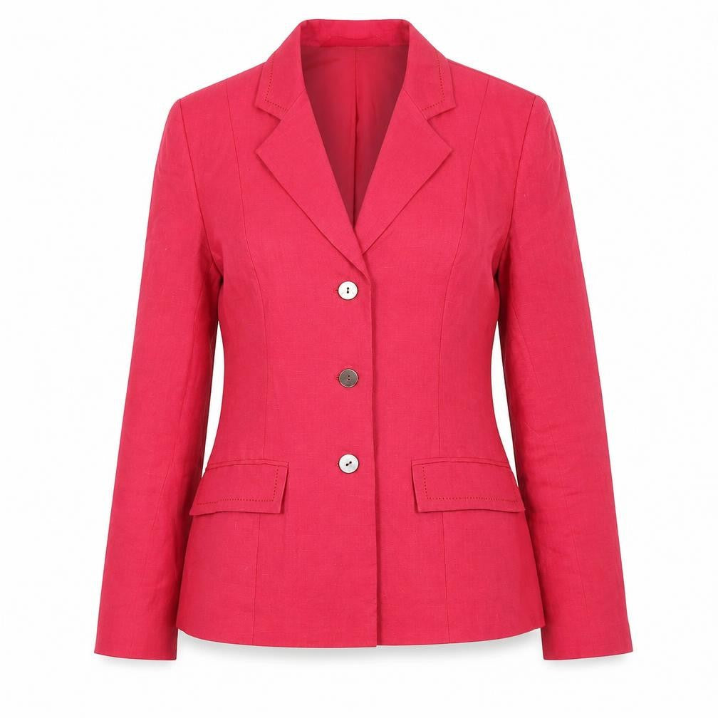 Laura Ashley Women's Pink Linen Blazer Size 10 Tailored Jacket