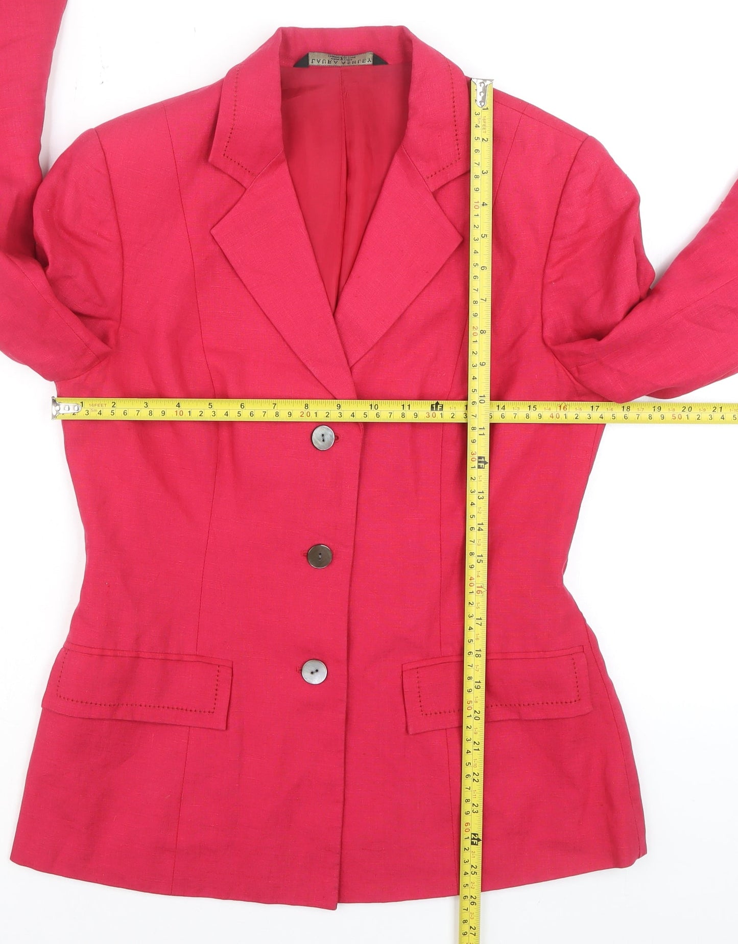 Laura Ashley Women's Pink Linen Blazer Size 10 Tailored Jacket