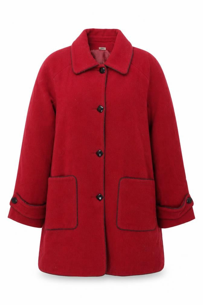Momtex Womens Red Wool Blend Mid-Length Overcoat Size 18