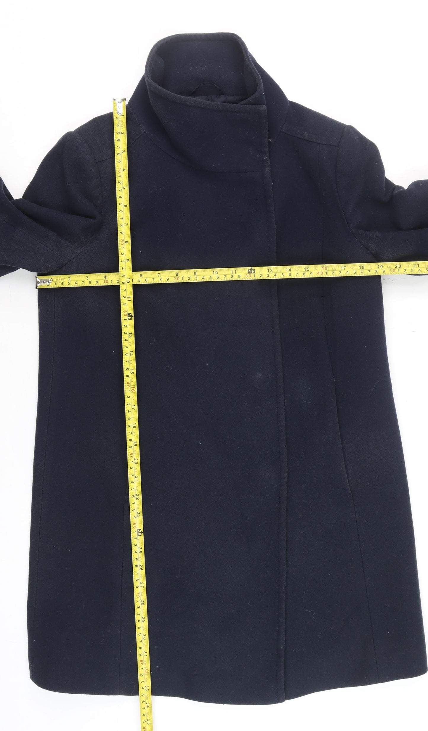 United Colors of Benetton Men's Blue Wool Overcoat Size 42 Regular