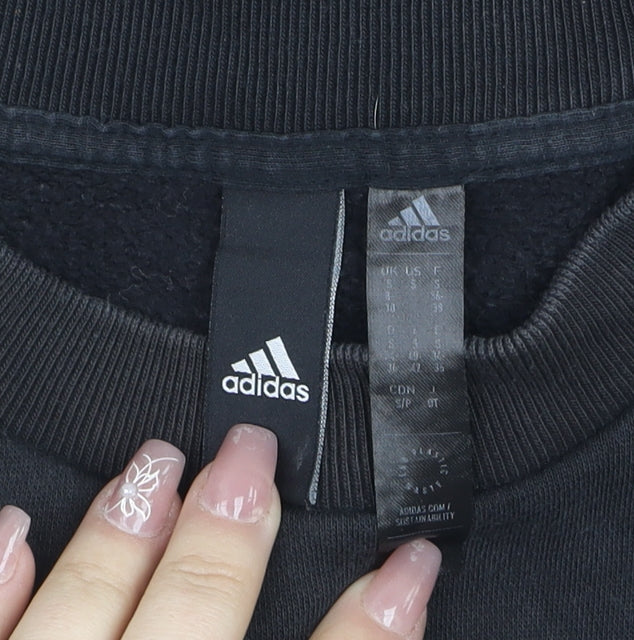 Adidas Mens Black L Pullover Crew Neck Fleece Sweatshirt