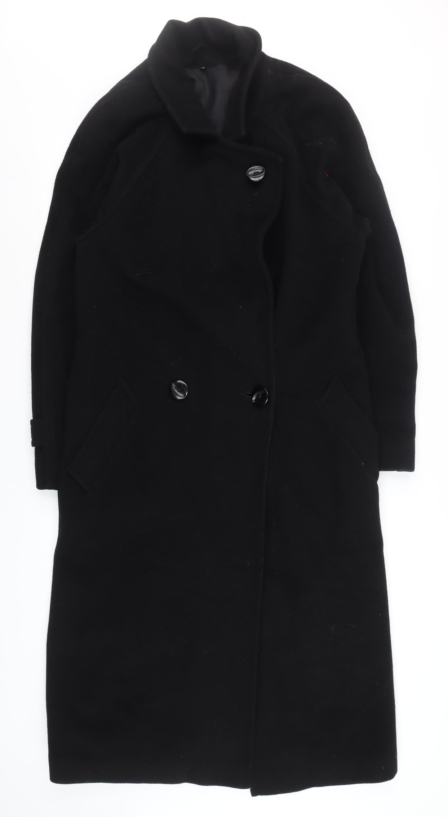 Admyra London Women's Black Wool Long Overcoat Size 16
