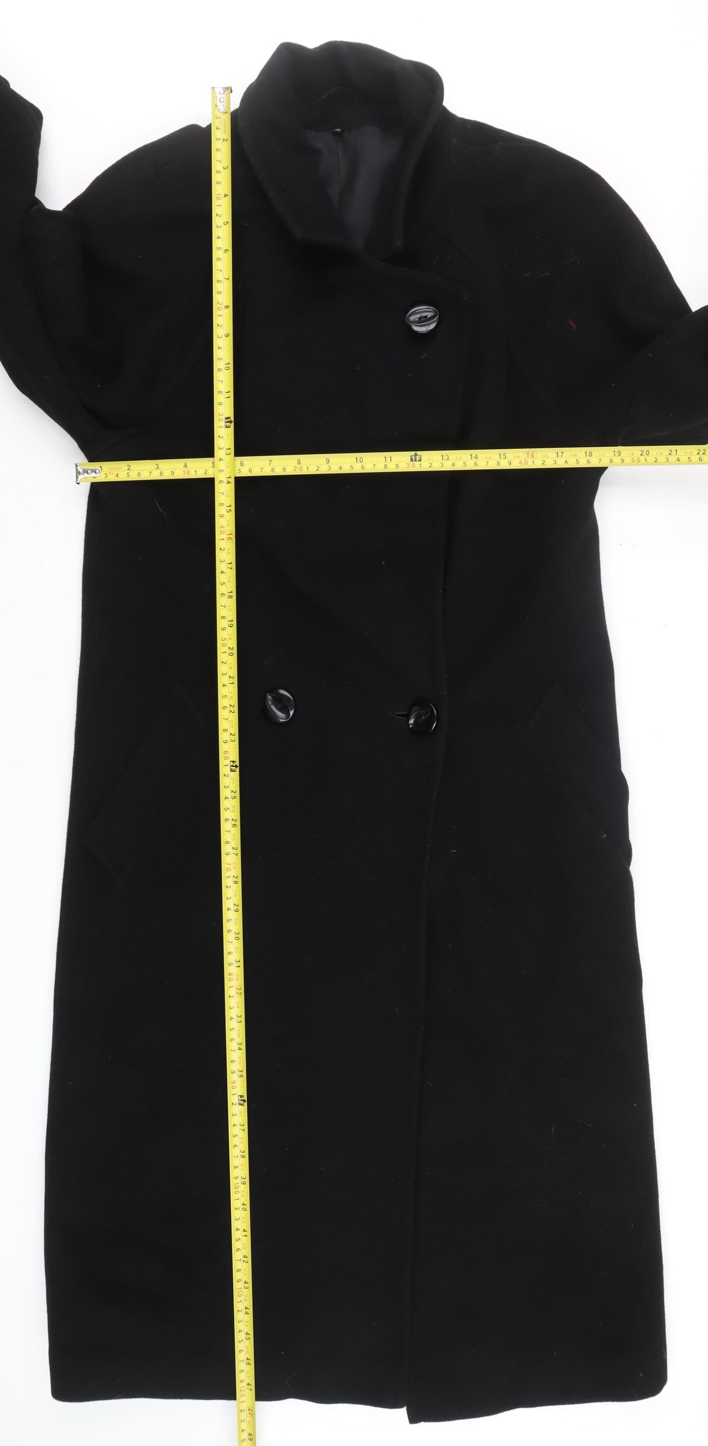 Admyra London Women's Black Wool Long Overcoat Size 16