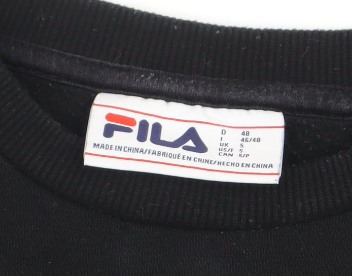FILA Men's Black Crew Neck Logo Sweatshirt Size S Regular Fit