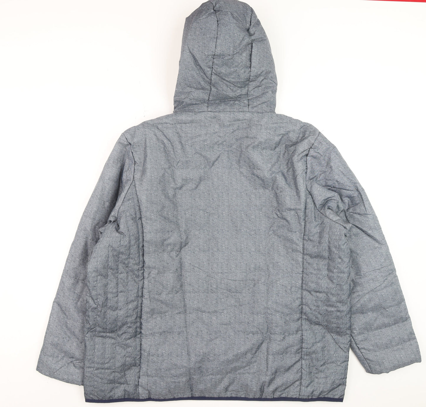 Nathalie Andersen Men’s Grey Hooded Puffer Jacket XL Polyester Lined Winter Coat