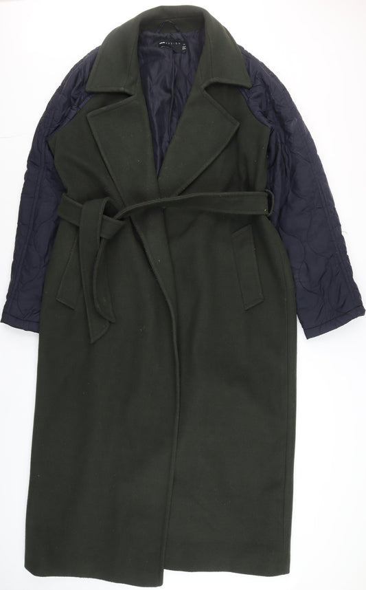 ASOS DESIGN Women's Green Long Belted Trench Coat Size 10 Tall