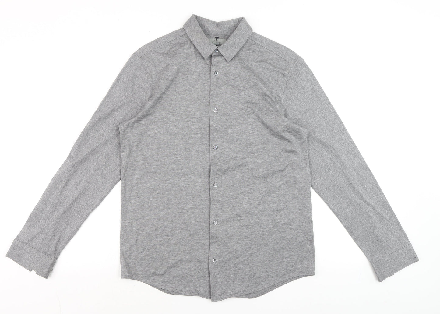COS Men's Grey Button-Up Long Sleeve Cotton Shirt Size S