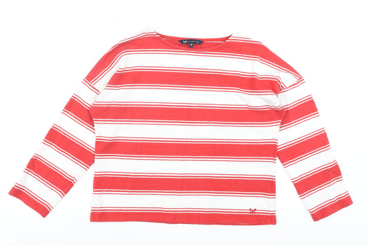 Crew Clothing Company Women’s Red White Striped Long Sleeve Cotton Top Size 12