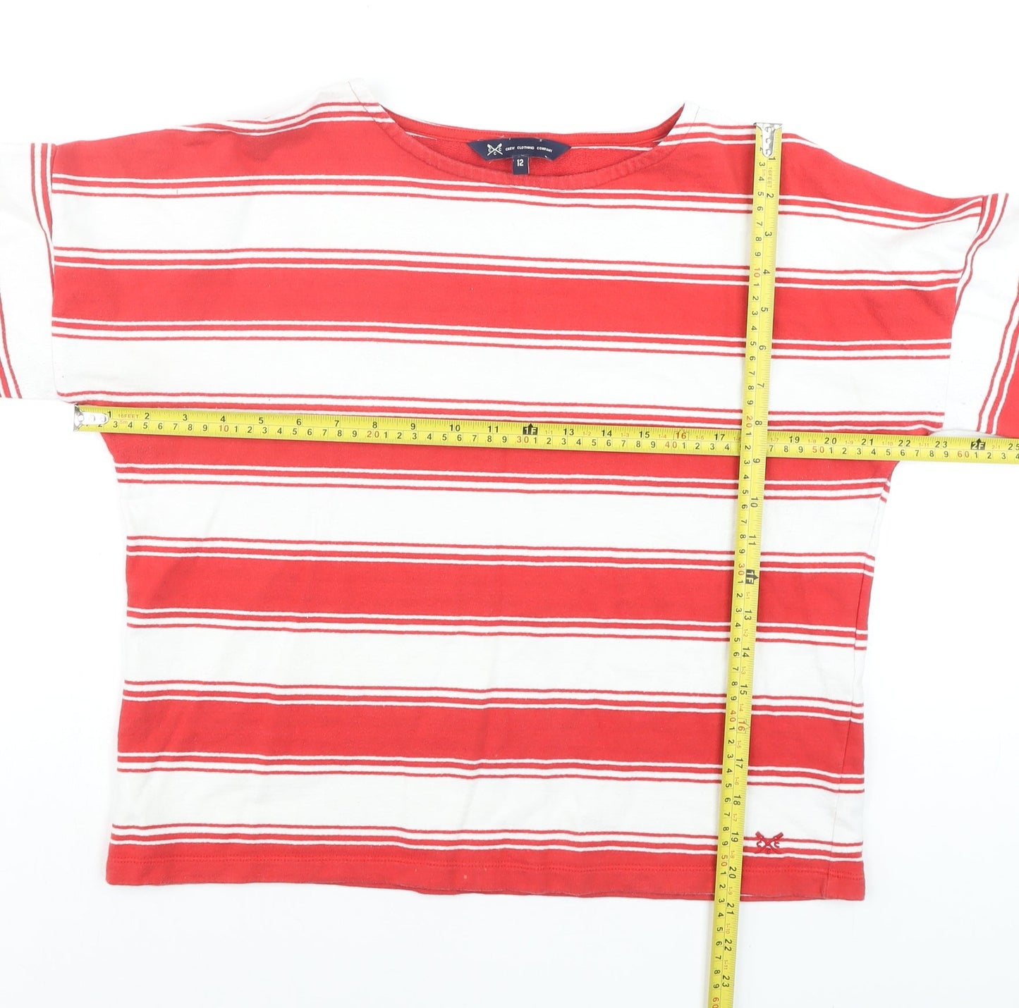 Crew Clothing Company Women’s Red White Striped Long Sleeve Cotton Top Size 12