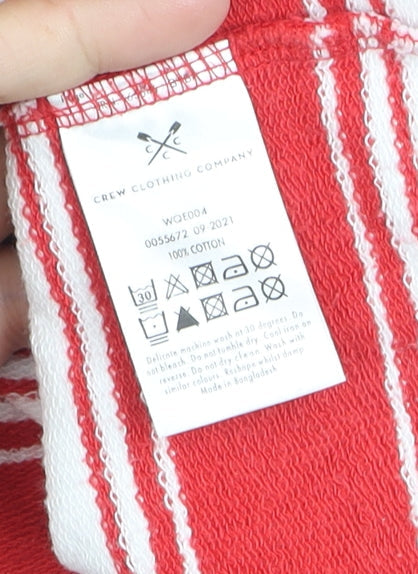 Crew Clothing Company Women’s Red White Striped Long Sleeve Cotton Top Size 12