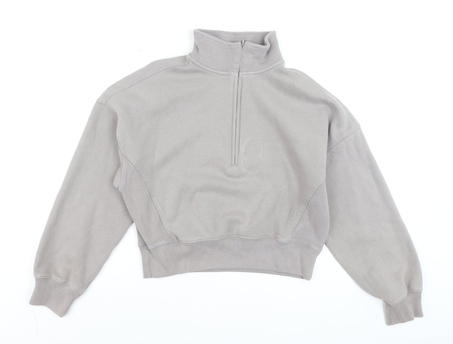 Abercrombie & Fitch Women Grey 1/4 Zip High Neck Sweatshirt XS