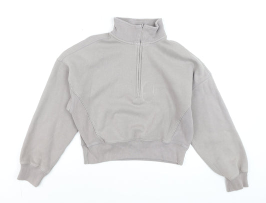 Abercrombie & Fitch Women Grey 1/4 Zip High Neck Sweatshirt XS