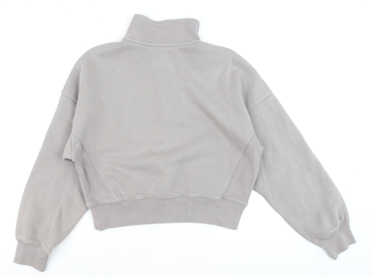 Abercrombie & Fitch Women Grey 1/4 Zip High Neck Sweatshirt XS