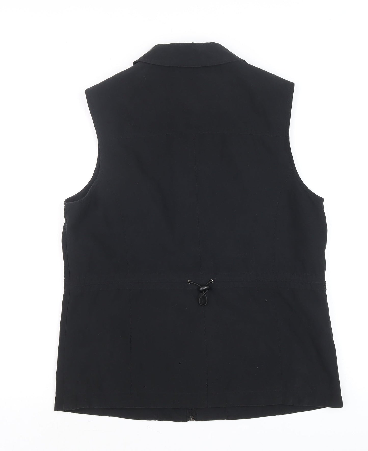 TIGI Wear Women's Black Sleeveless Collared Zip Front Top Size 10