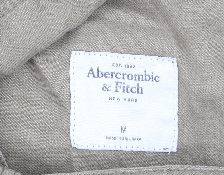 Abercrombie & Fitch Men's Beige Trench Coat M Lyocell Mid-Length