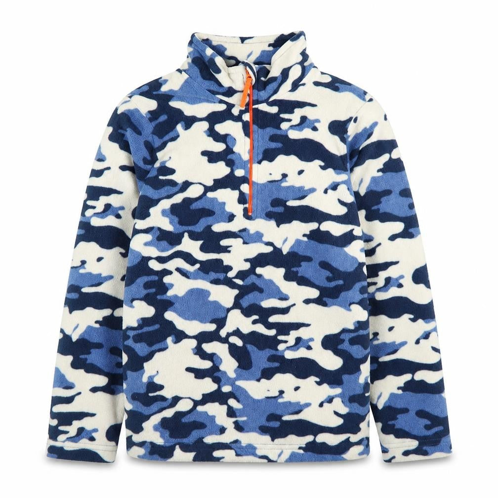 Mountain Warehouse Boys Blue Camouflage Fleece 1/4 Zip Sweatshirt 9-10 Years