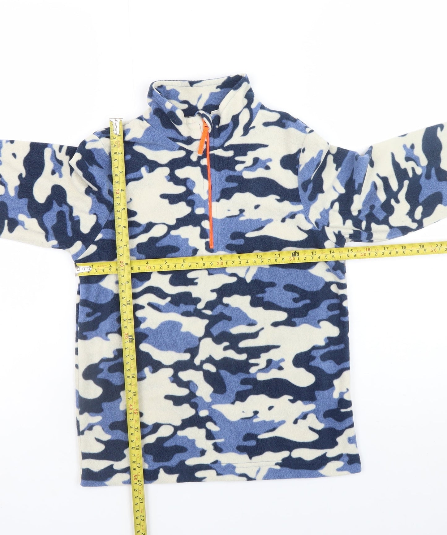 Mountain Warehouse Boys Blue Camouflage Fleece 1/4 Zip Sweatshirt 9-10 Years