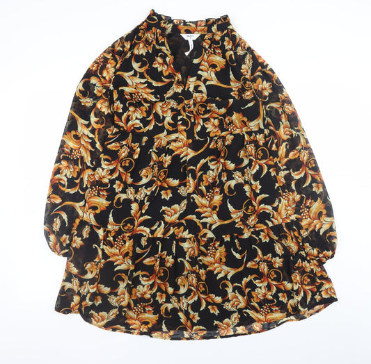 OBJECT Women's Multicoloured Floral V-Neck Fit & Flare Dress UK 6