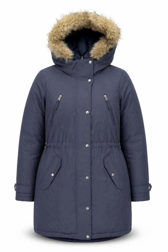 Vero Moda Women’s Blue Faux Fur Hooded Parka Coat Size S