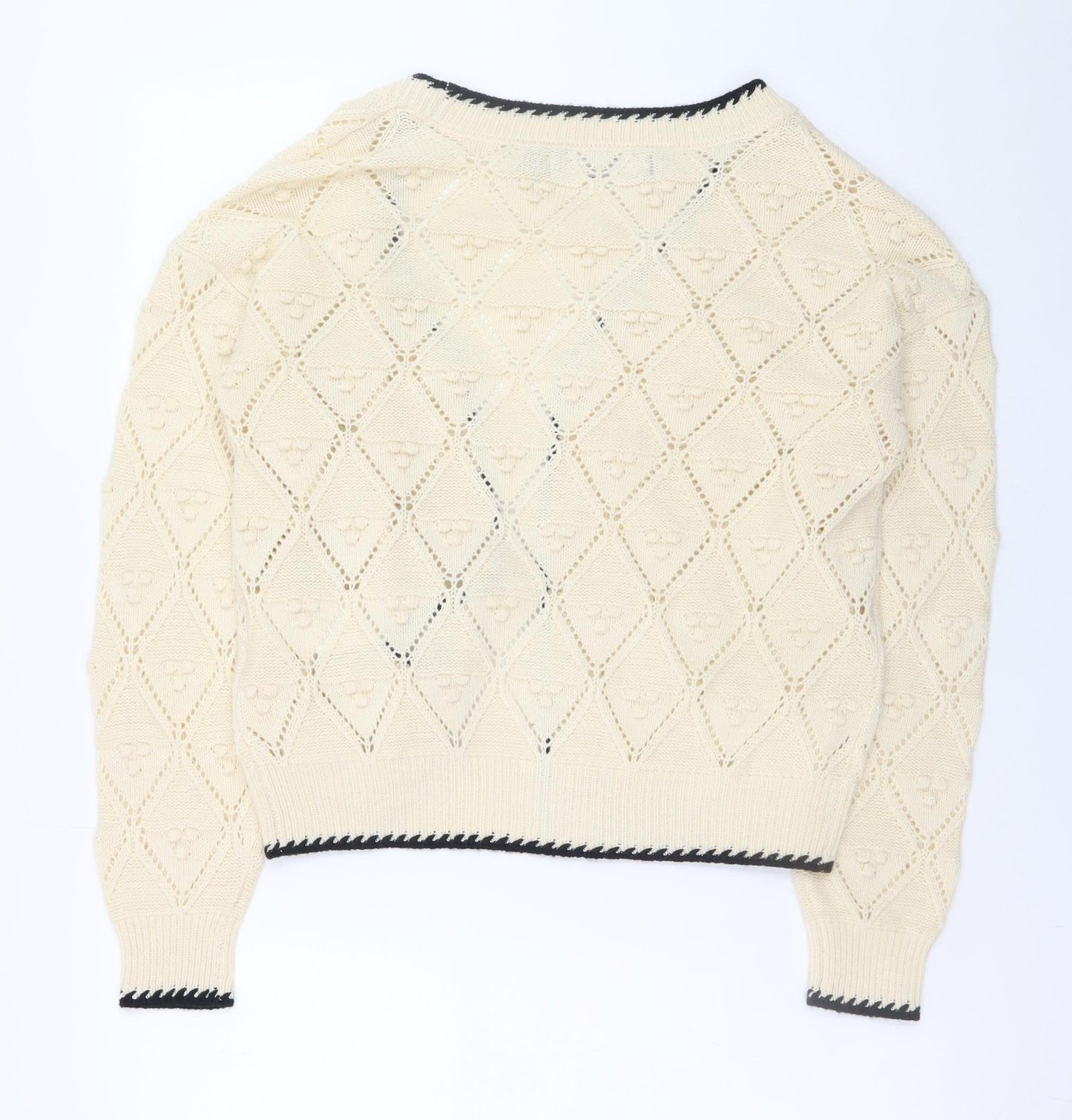 Vero Moda Women Beige Knit V-Neck Cardigan Size S