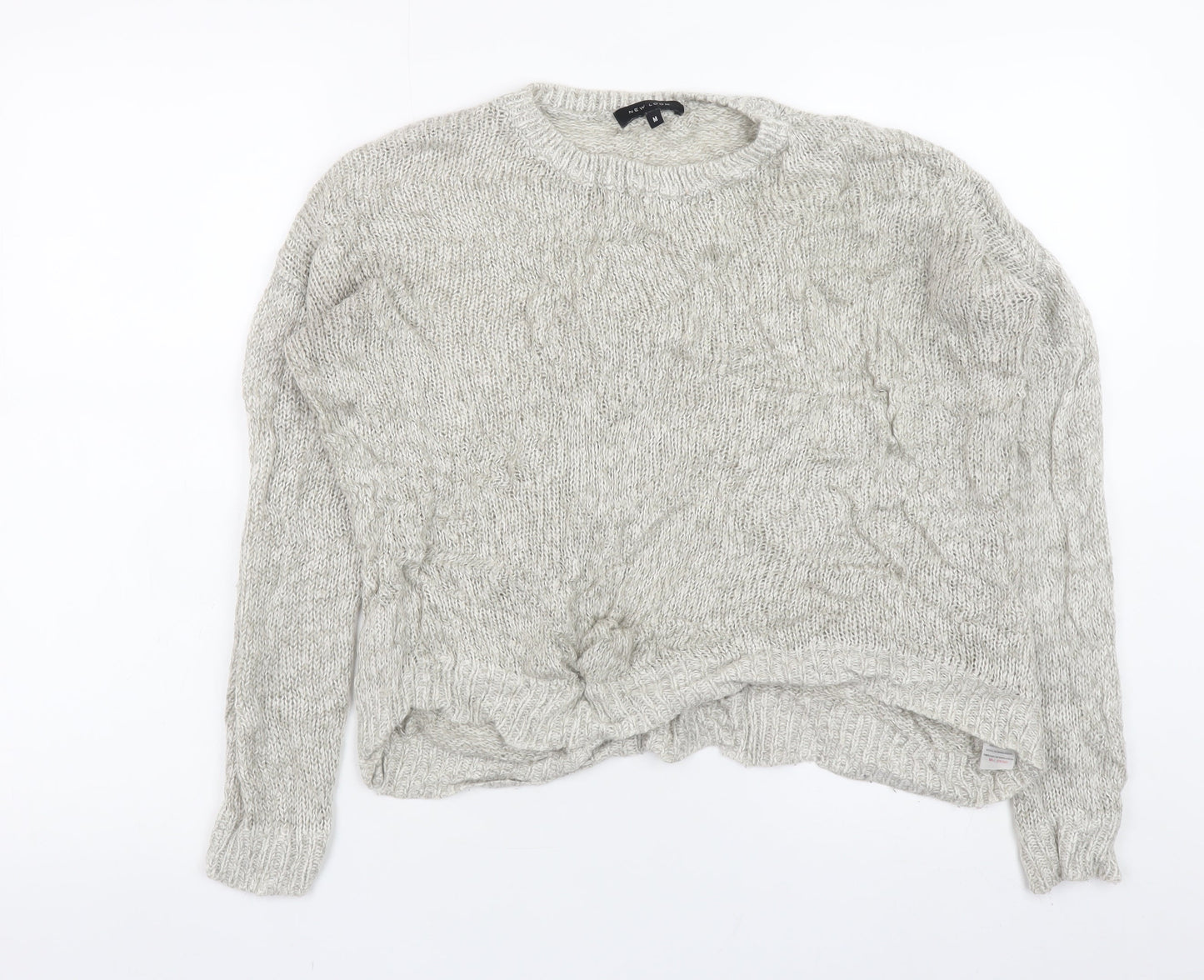 New Look Women's Grey Cable-Knit Pullover Jumper Size M