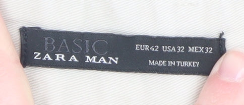 Zara Man Beige Regular Fit Straight Jeans Men 32W Basic Stretch Denim
