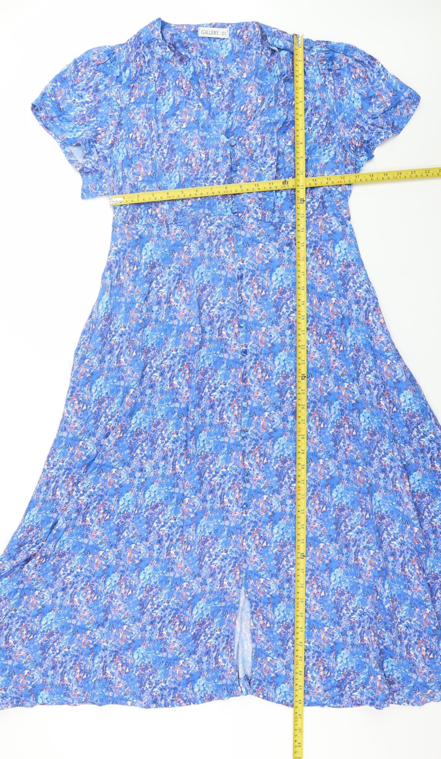 Gallery Women Blue Floral Fit & Flare Midi Dress UK 14
