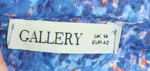 Gallery Women Blue Floral Fit & Flare Midi Dress UK 14