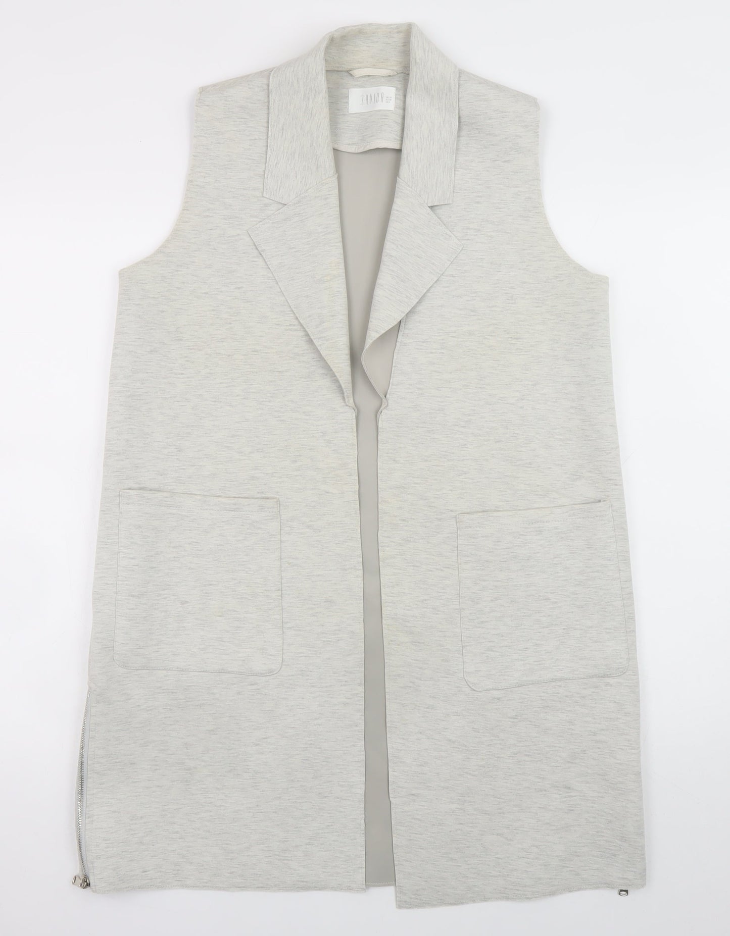 Savida Women's Grey Long Sleeveless Waistcoat Size 10