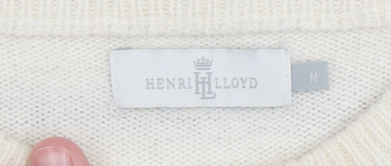 Henri Lloyd Women's Ivory Striped Crew Neck Wool Blend Jumper M