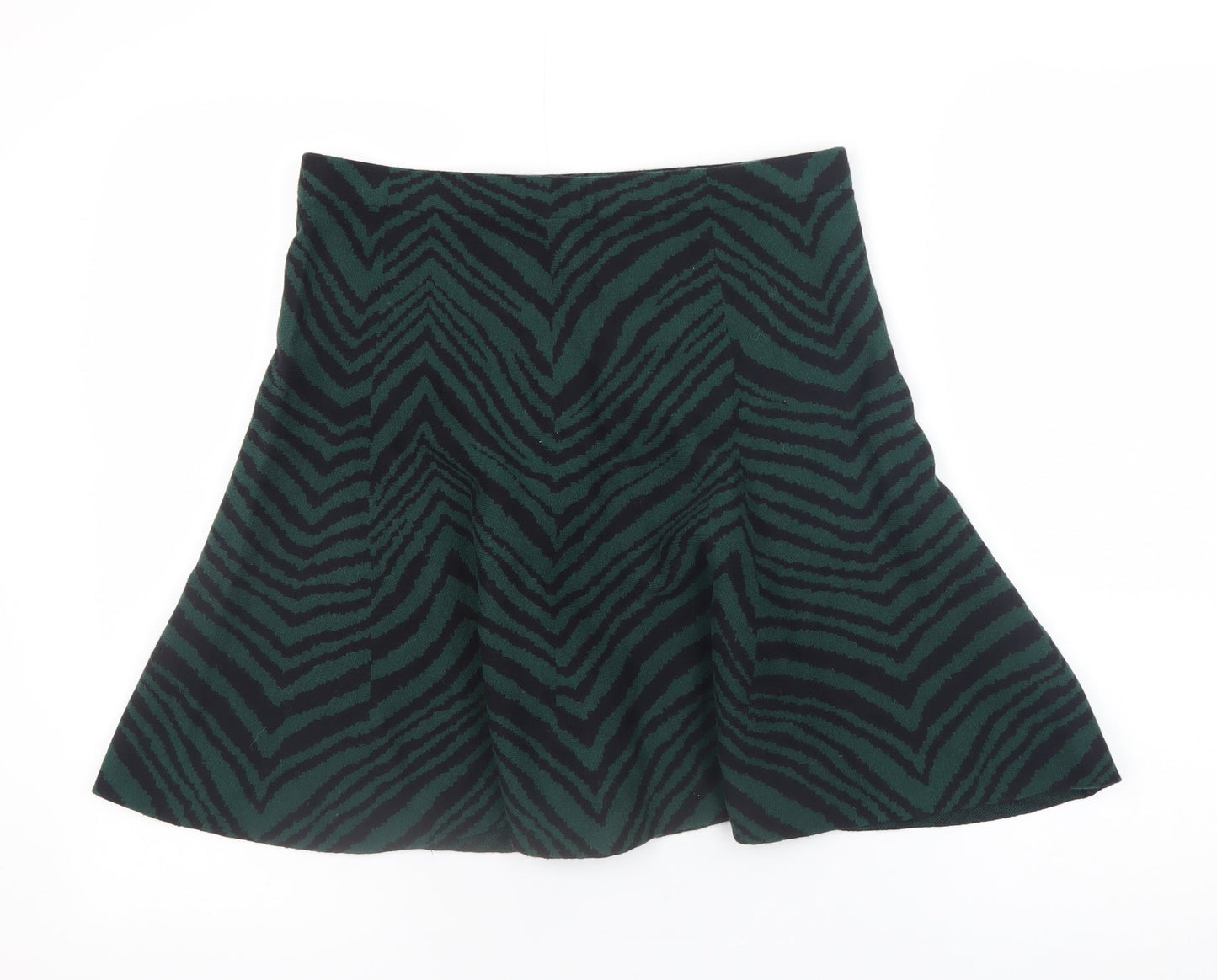 Oasis Women’s Green Animal Print A-Line Knit Skirt Size M