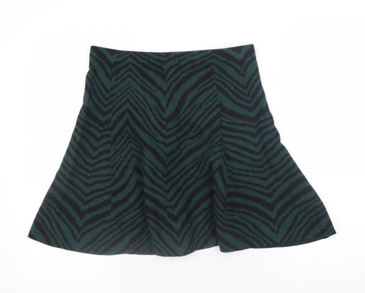 Oasis Women’s Green Animal Print A-Line Knit Skirt Size M