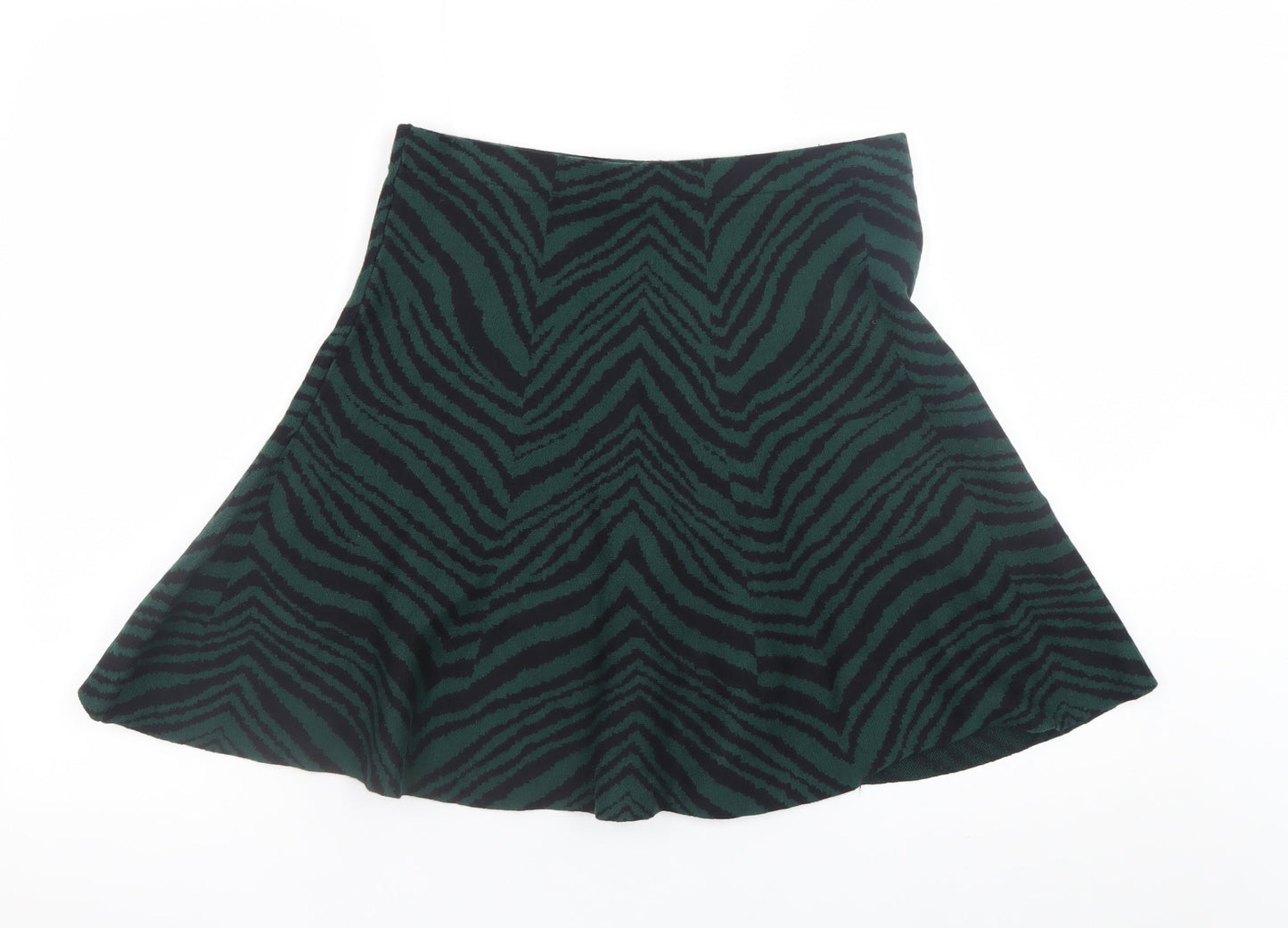 Oasis Women’s Green Animal Print A-Line Knit Skirt Size M