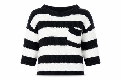 Next Womens Black & White Striped Cotton Jumper Size 12