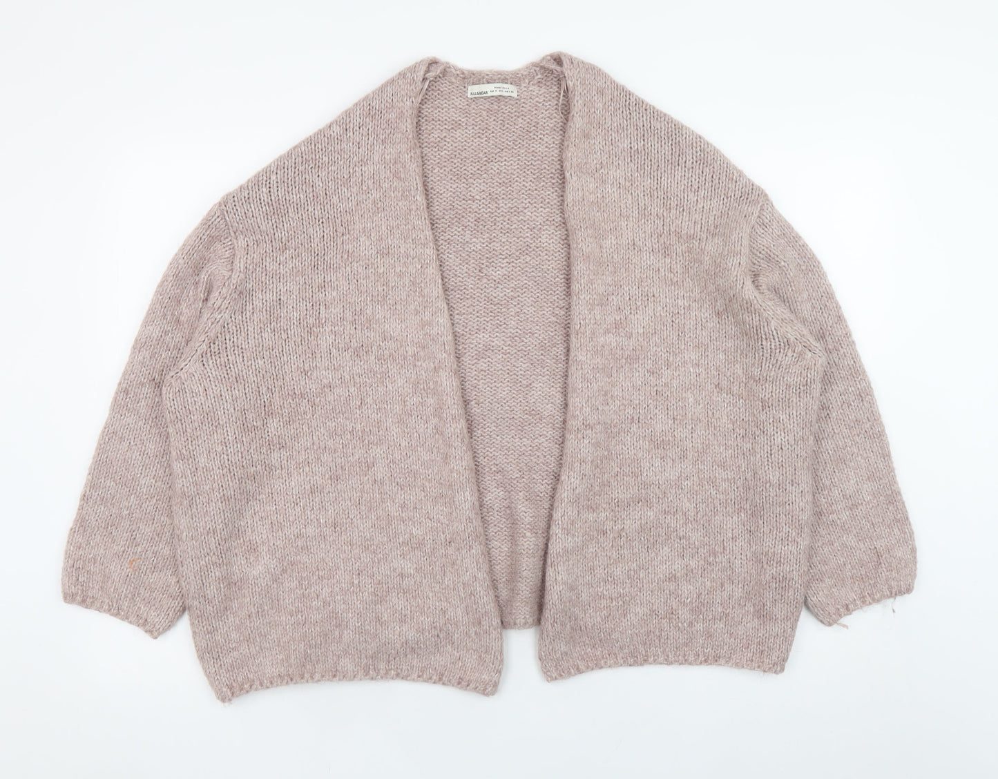 Pull&Bear Women's Beige Chunky-Knit Open Cardigan Size S
