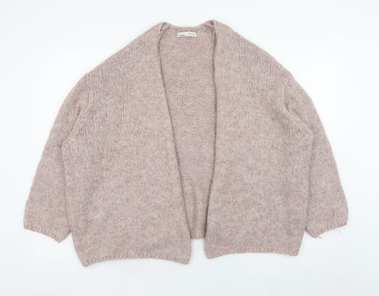Pull&Bear Women's Beige Chunky-Knit Open Cardigan Size S