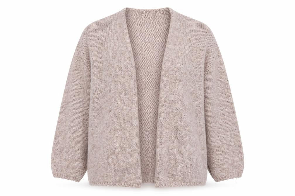 Pull&Bear Women's Beige Chunky-Knit Open Cardigan Size S