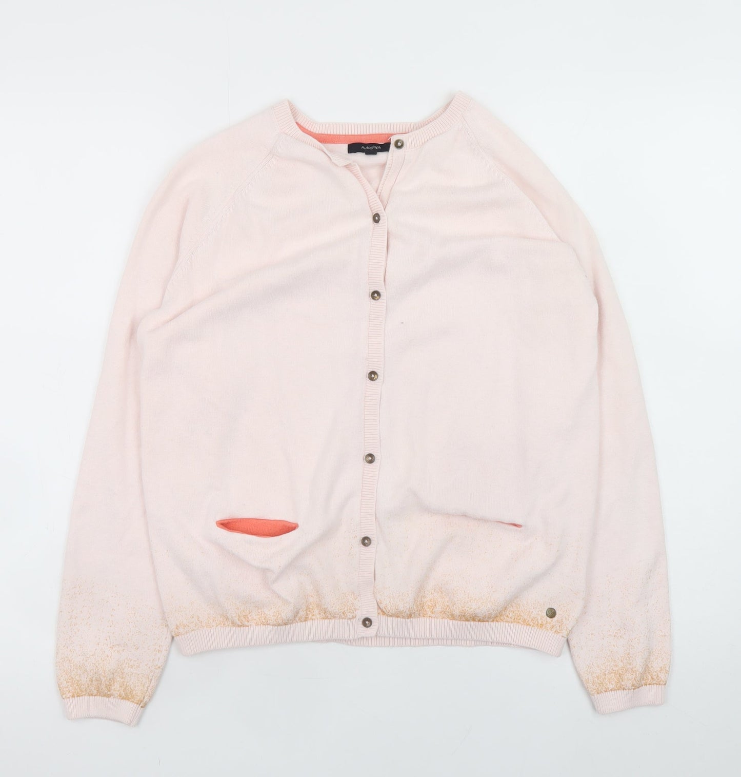 Marks and Spencer Girls Pink Cotton Cashmere Button Cardigan 13-14 Years