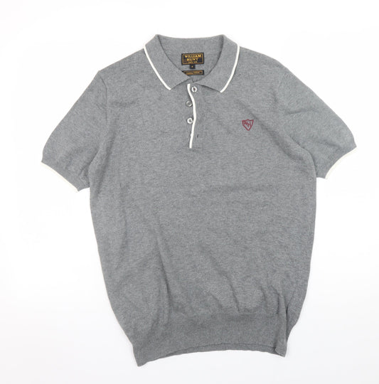 William Hunt Men's Grey Luxury Cotton Polo Shirt Size M
