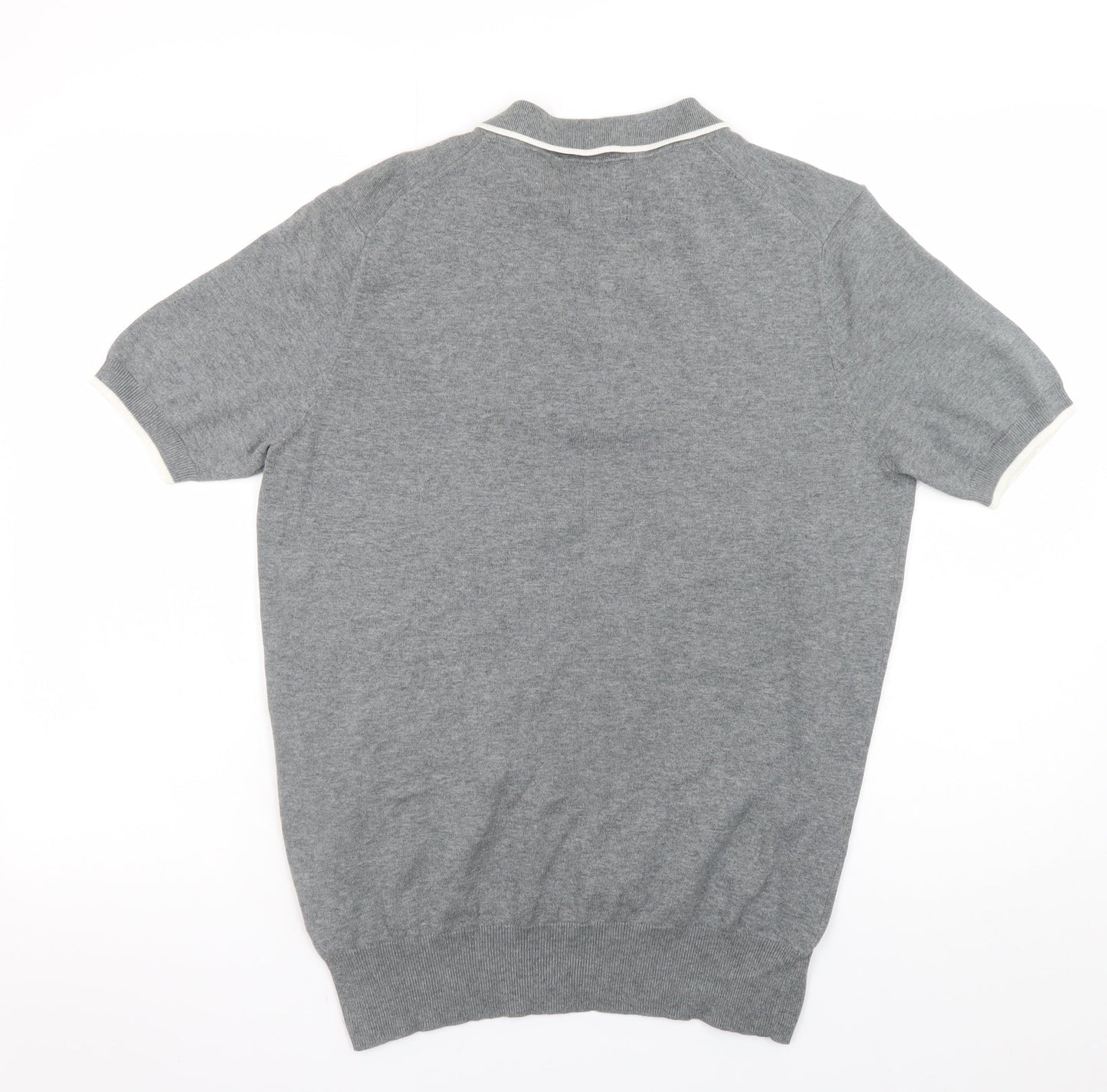 William Hunt Men's Grey Luxury Cotton Polo Shirt Size M