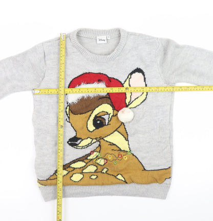 Preloved Disney Women’s Grey Bambi Christmas Pullover Jumper XS - Back