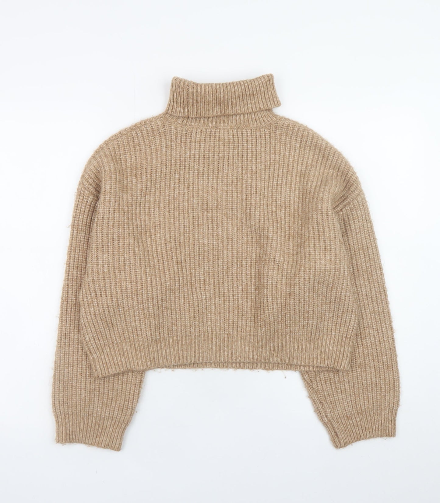 New Look Women Beige Roll Neck Chunky-Knit Jumper M