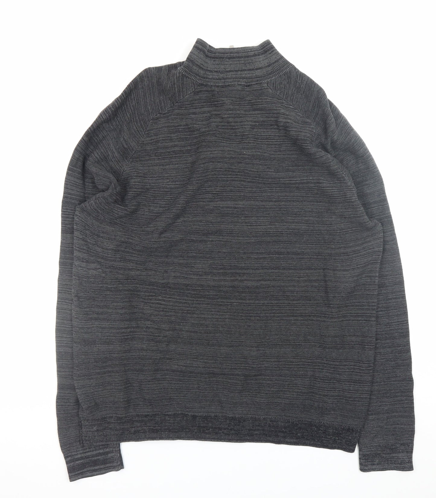Primark Men's Grey 2XL 1/4 Zip High Neck Cotton Jumper
