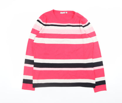 Rabe Women’s Multicoloured Striped Crew Neck Long Sleeve Pullover Jumper Size 12